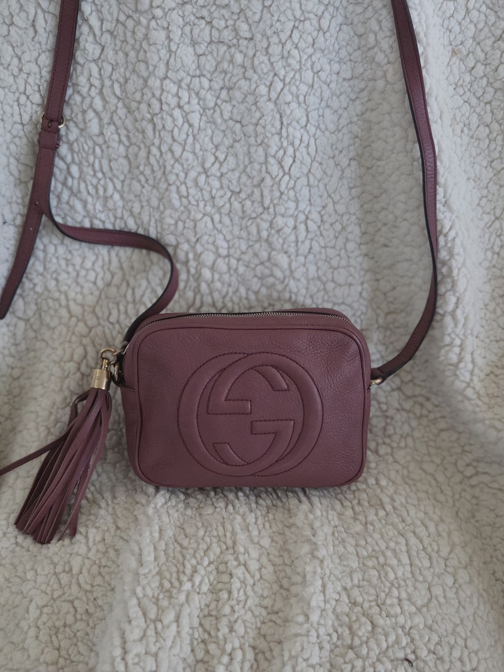 Gucci Soho Small Leather Disco Bag in Mauve